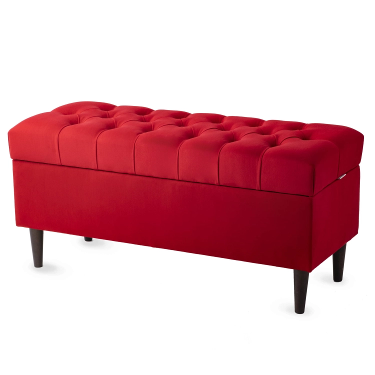 Rood gewatteerde openklapbare commode, een stijlvol en praktisch opbergmeubel