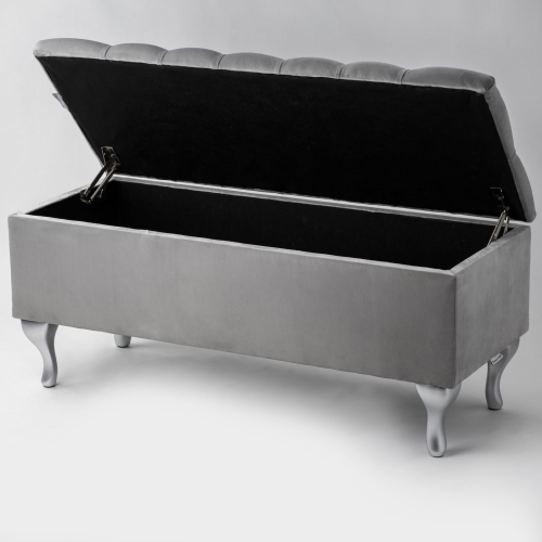 Gewatteerde kofferbak met zitting in grijs