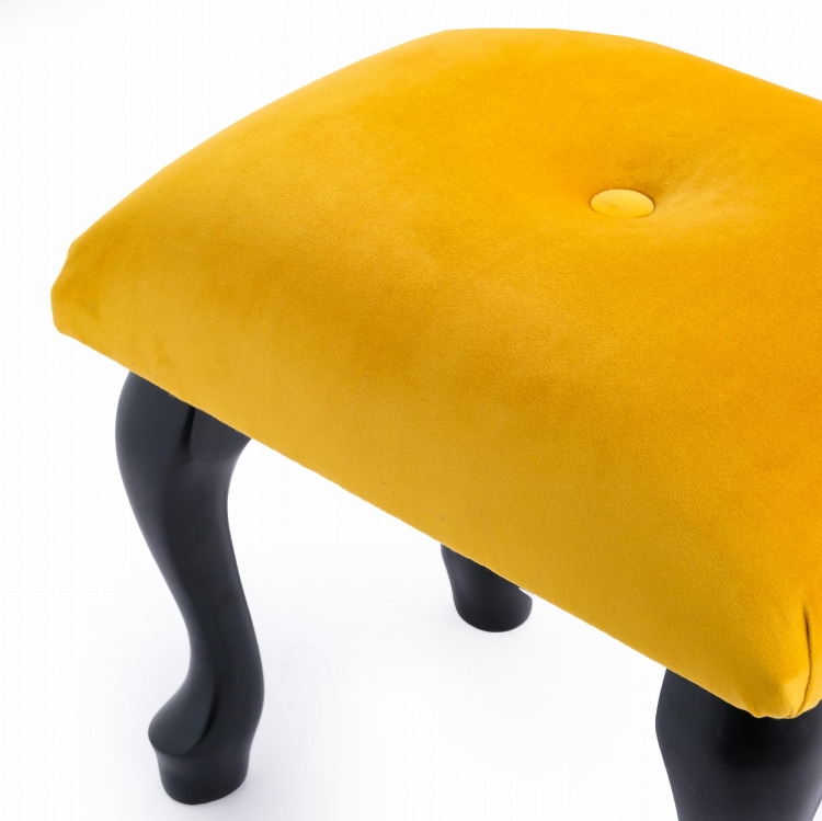 Gewatteerd kaptafelkrukje in papaja, stijlvol en comfortabel
