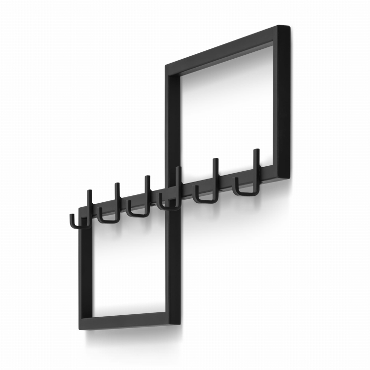 Zwarte stalen decoratieve hanger voor in de gang, praktisch en esthetisch