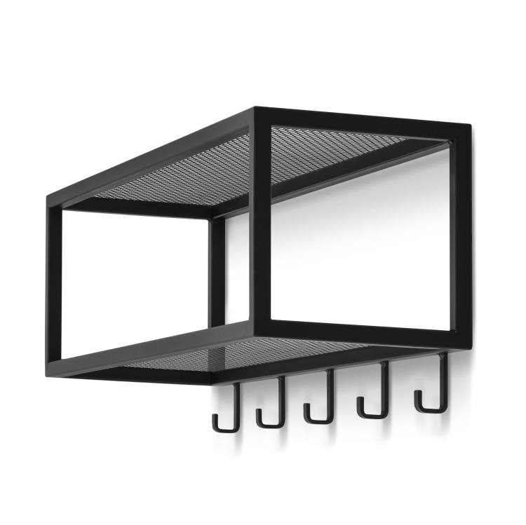 Zwarte metalen hanger met plank