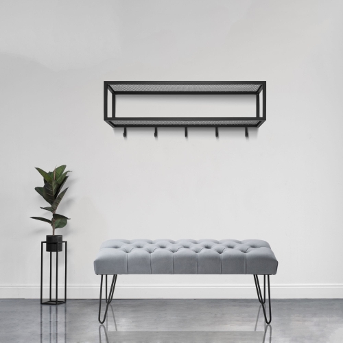 Zwart wandrek met stalen plank