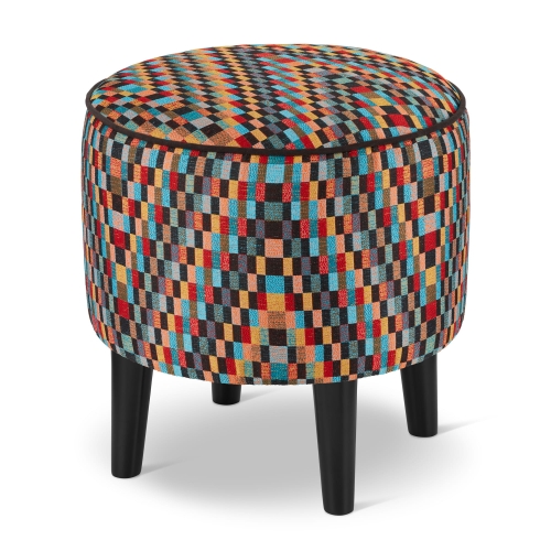 kleurrijke fauteuil voetensteun