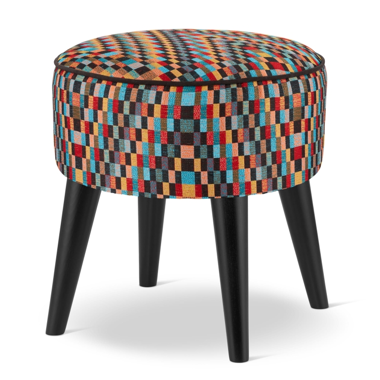 kleurrijke fauteuil voetensteun