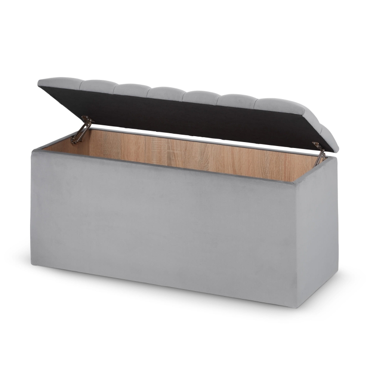 gewatteerde poef met opbergruimte, grote koffer met zitting