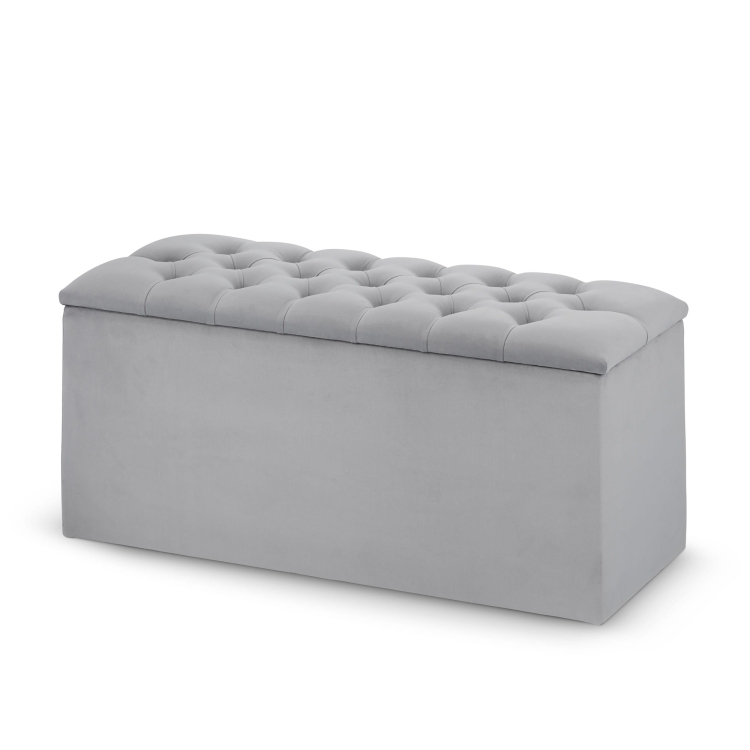 gewatteerde poef met opbergruimte, grote koffer met zitting