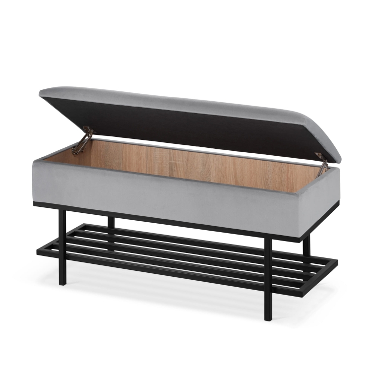 grijze kist met schoenenplank