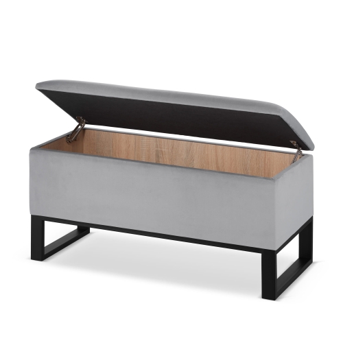 grijze poef met opbergruimte