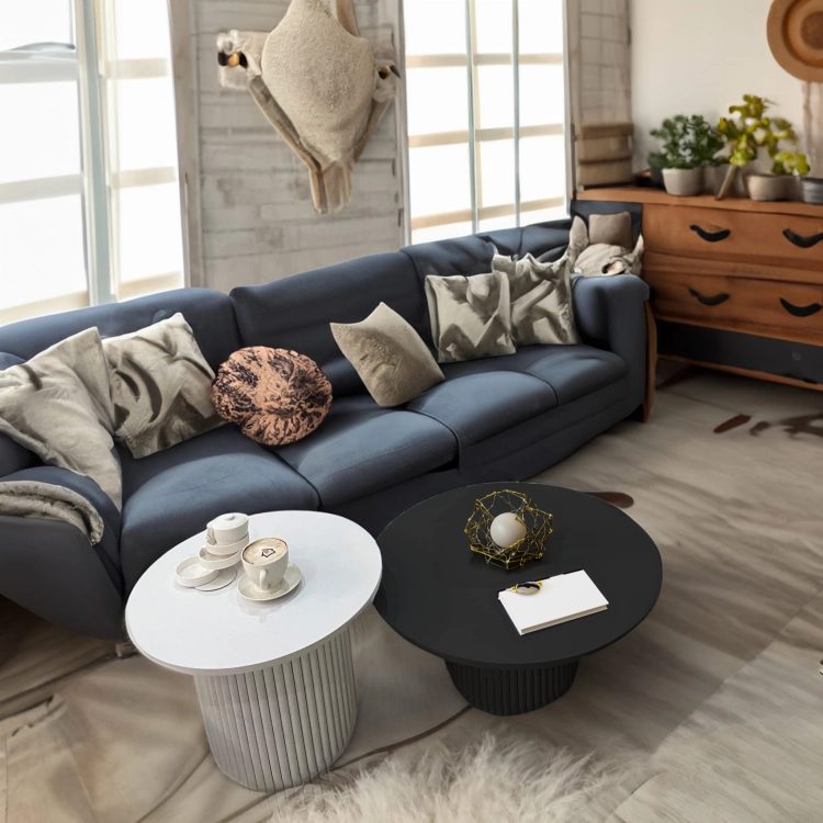 grijze ronde salontafel