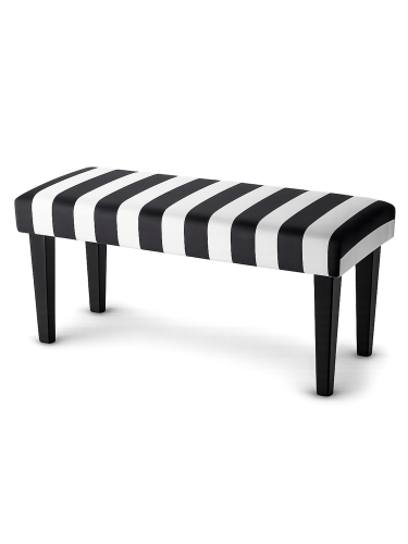 Ławka w czarno białe paski z czarnymi nogami