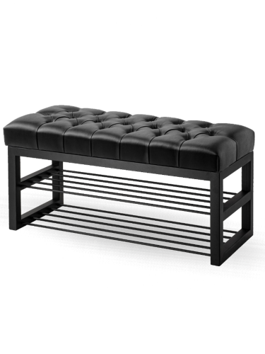 Skórzana ławka na buty do przedpokoju.