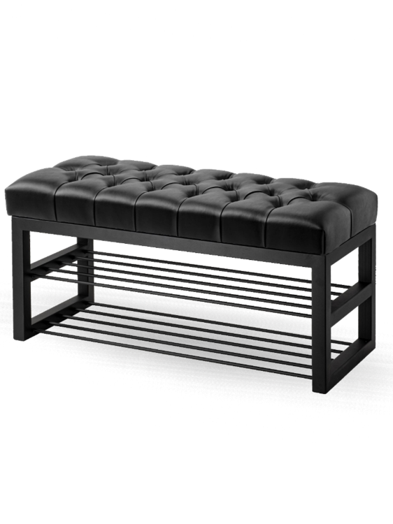 Skórzana ławka na buty do przedpokoju.