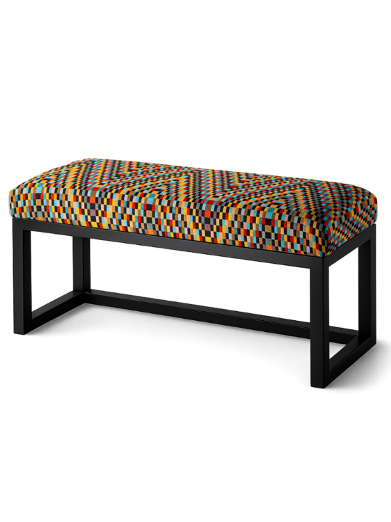 Tapicerowana ławka industrialna na metalowej podstawie