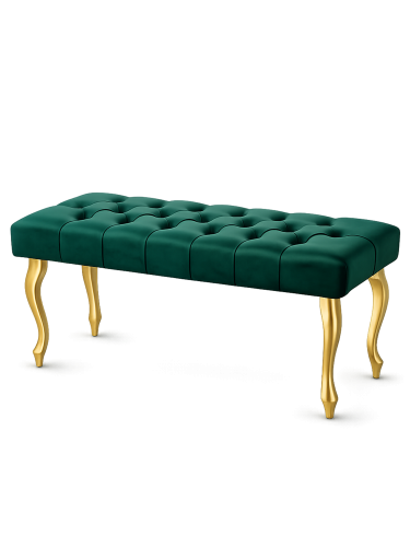 Pikowana ławka do przedpokoju w kolorze butelkowej zieleni