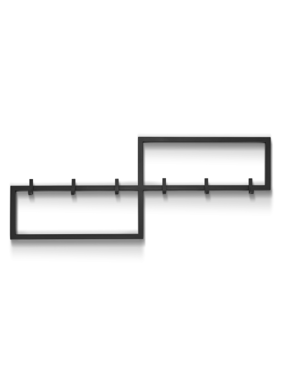 Czarny ozdobny wieszak ścienny do przedpokoju ze stali, stylowy i trwały