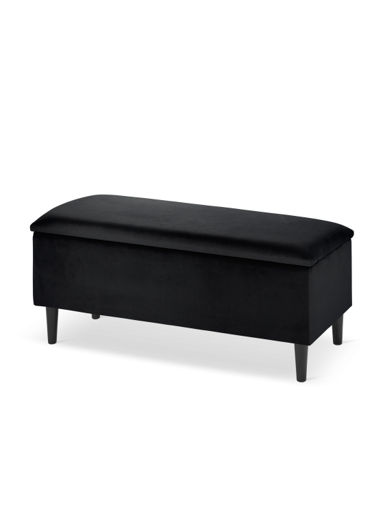 czarna pufa do przedpokoju ze schowkiem