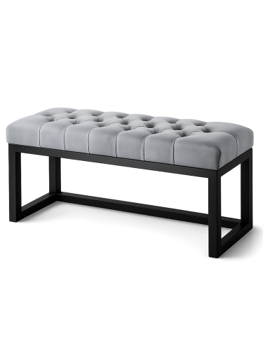 Gesteppte Bank in grauer Farbe auf Metallbeinen