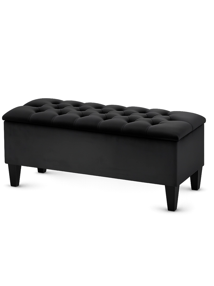 Moderner gesteppter Pouf mit Stauraum in Schwarz