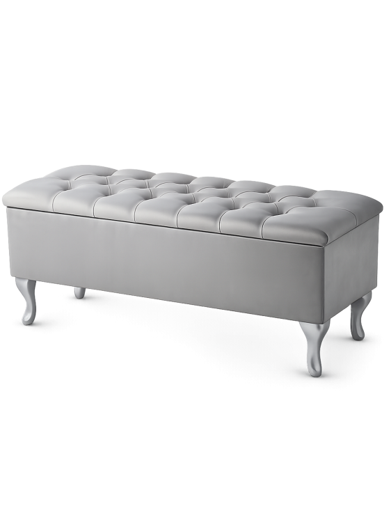 gesteppter Sitzpuff in Grau mit Stauraum, bequemer und funktionaler Platz