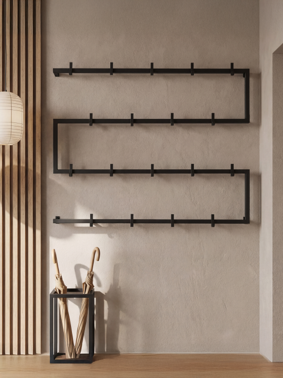 Schwarze Metall-Wandhalterung für den Flur, langlebig und praktisch