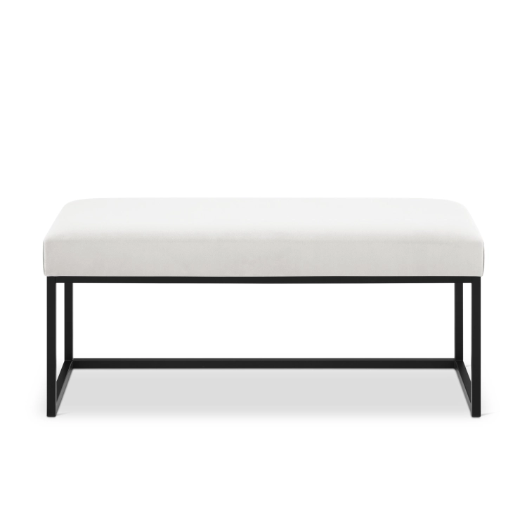 kremowa ławka do przedpokoju na metalowym stelażu