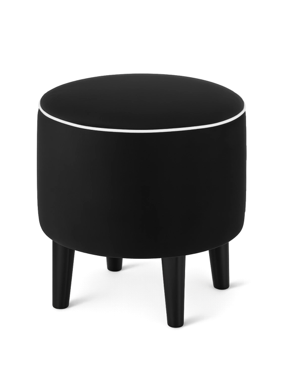 zwarte ronde poef