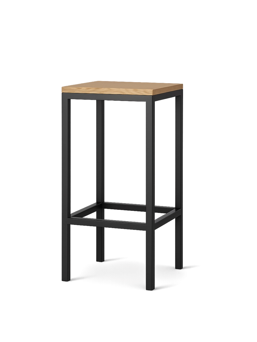 metalen hocker met houten zitting