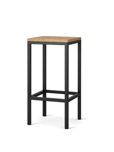metalen hocker met houten zitting