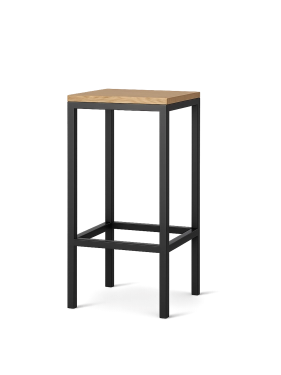 metalen hocker met houten zitting