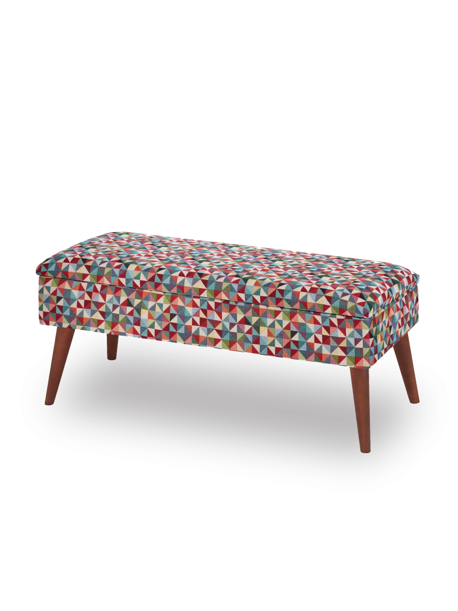 bank met geometrisch patroon