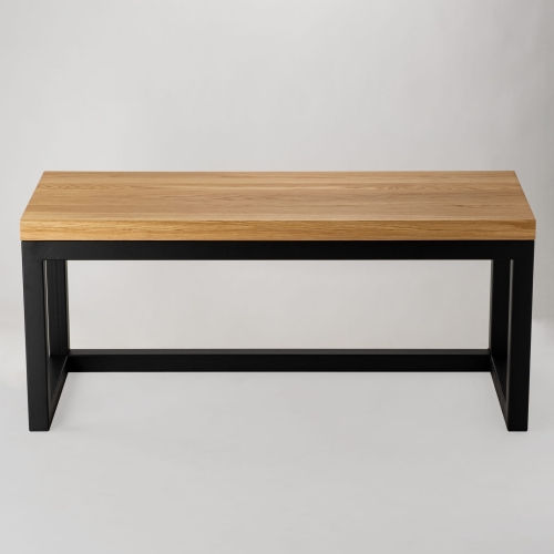 Bank met houten blad en metalen frame in industriële stijl