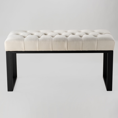 Gewatteerde metalen bank in wit