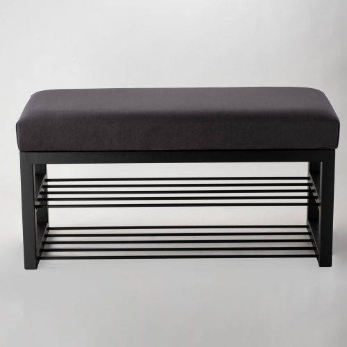 Metalen bank in zwart, ideaal voor in de gang