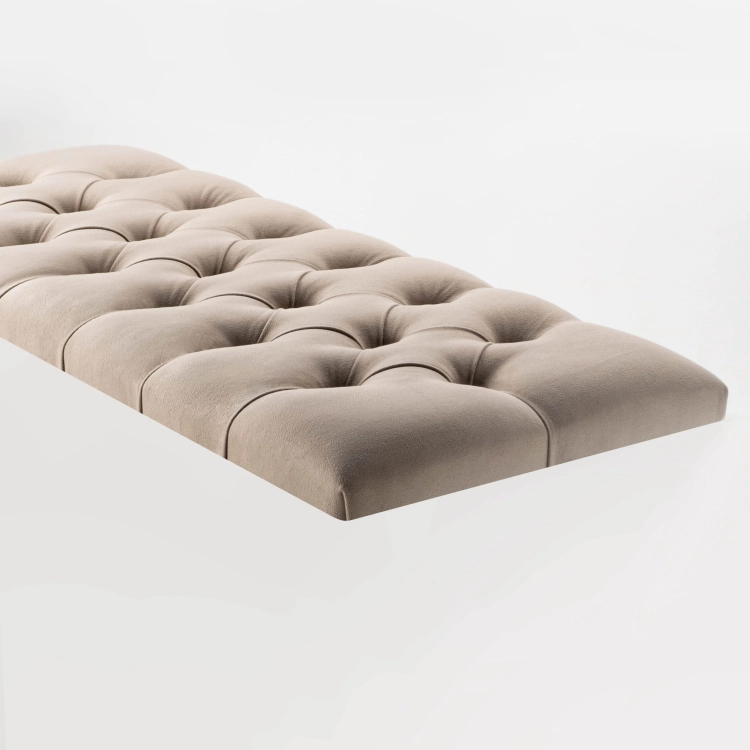 Stijlvol gewatteerd latte wandpaneel, ideaal voor de slaapkamer