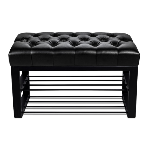 Leren schoenenbank voor in de gang.