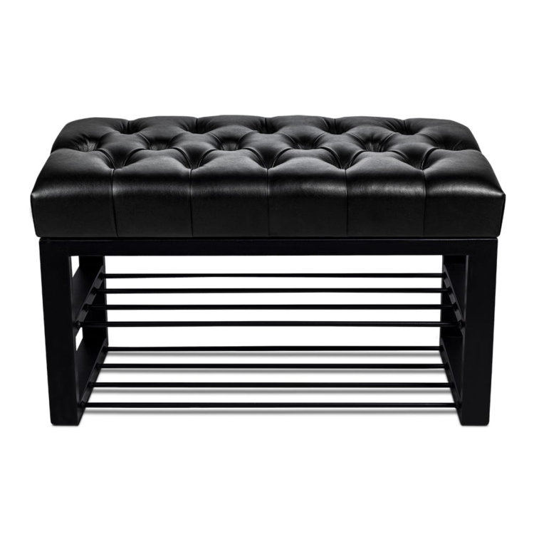 Leren schoenenbank voor in de gang.