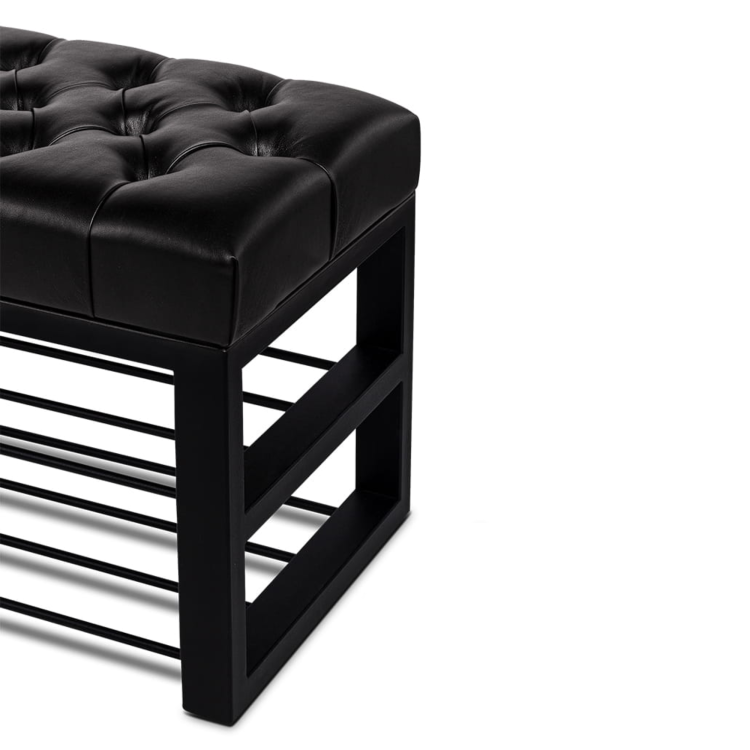 Leren schoenenbank voor in de gang.