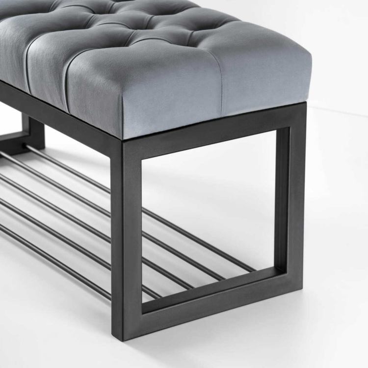 industriële halbank met schoenenrek