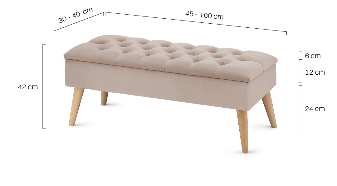 Latte pikowana ławka z otwieranym siedziskiem, komfortowy i estetyczny element wyposażenia