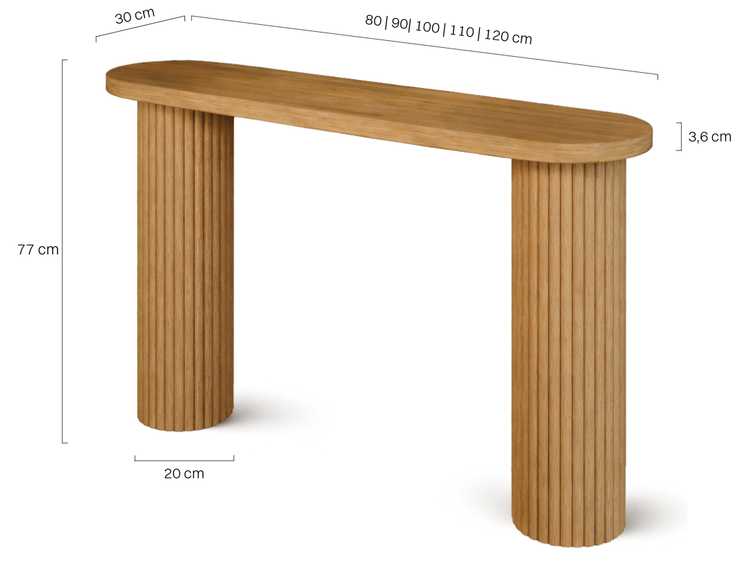 Drewniana konsola do przedpokoju z ryflowanymi nogami