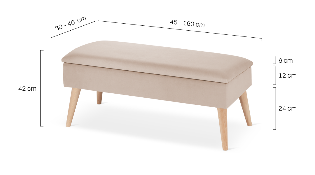 beżowa ławka ze schowkiem