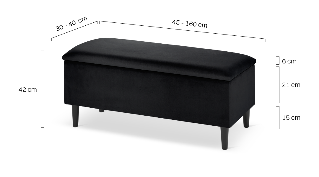 czarna pufa do przedpokoju ze schowkiem