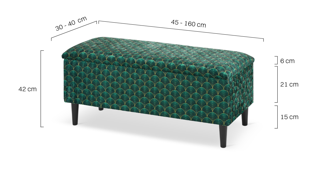 zielona pufa ze schowkiem