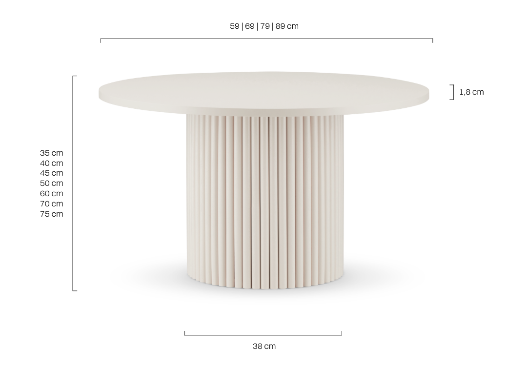 kaszmirowy stolik kawowy z ryflowaną nogą