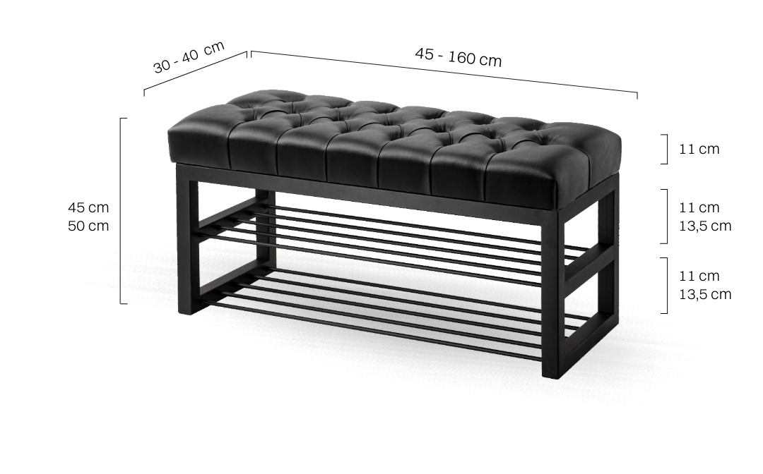 Skórzana ławka na buty do przedpokoju.