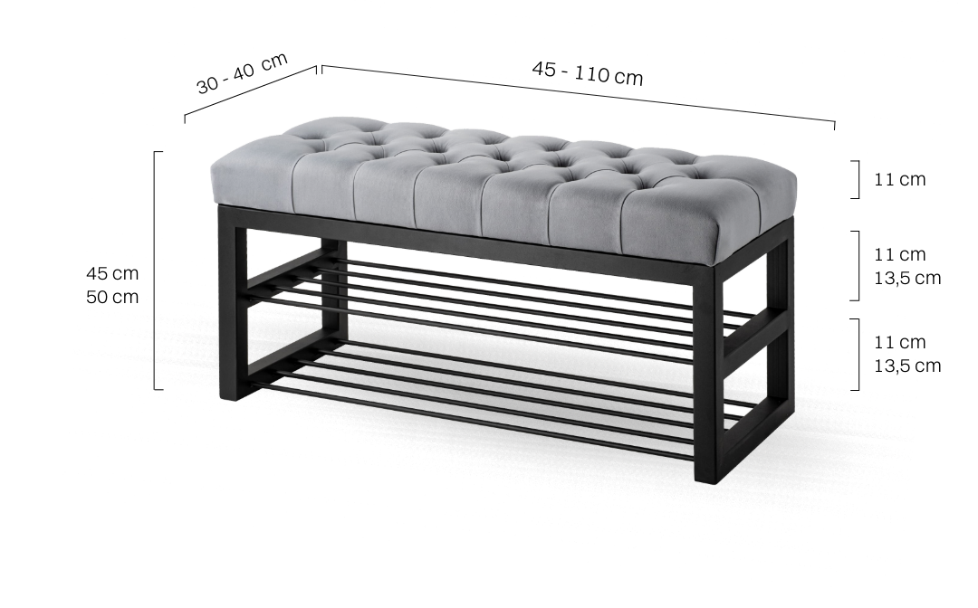 Sitzbank für ein Zimmer im Industriestil in Grau und mit Stahlregalen