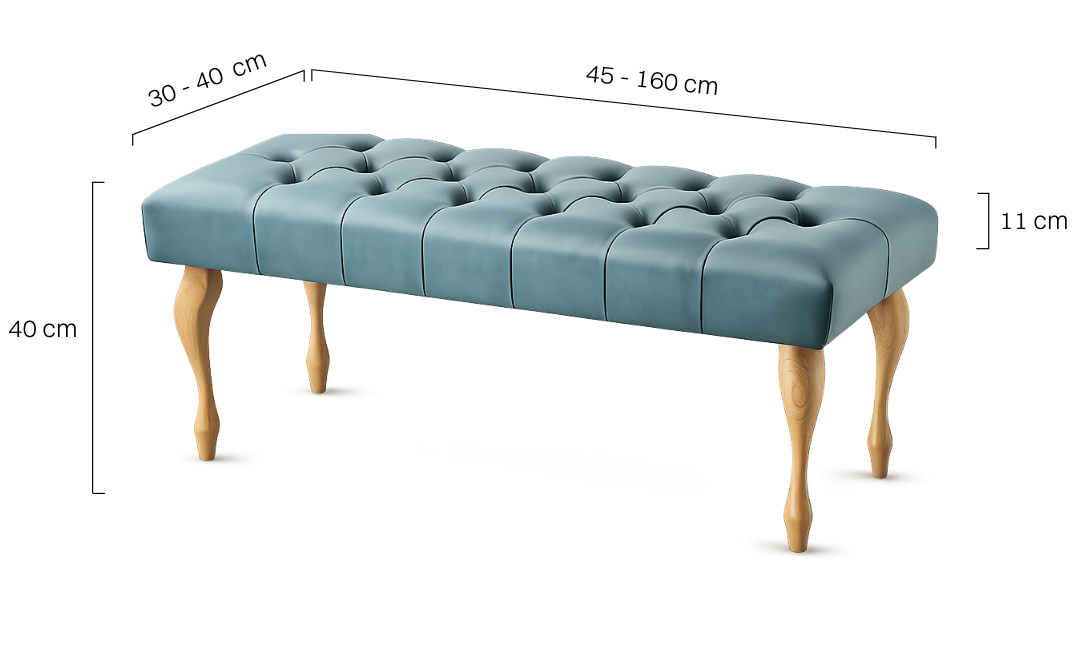 Mint gewatteerde bank met houten poten