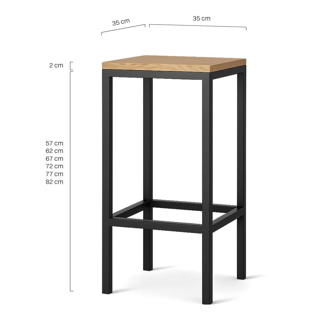 metalen hocker met houten zitting