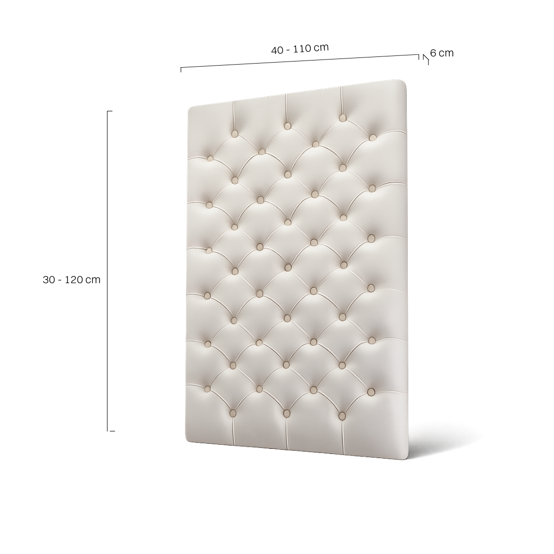 Gewatteerd wandpaneel in crèmekleur