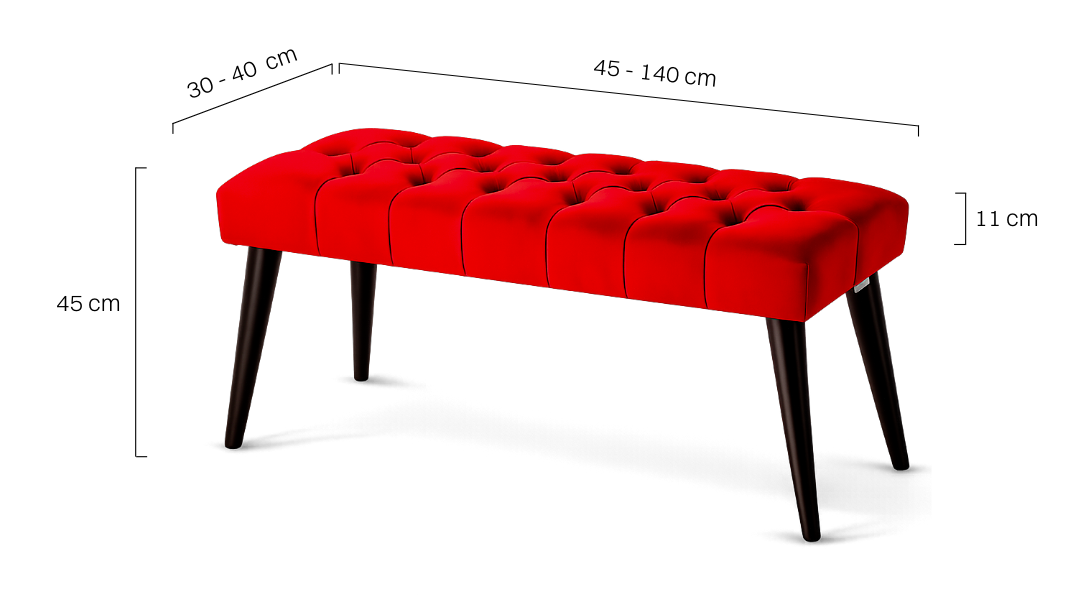 Elegante rode gewatteerde bank - ideaal voor woonkamer, slaapkamer of hal